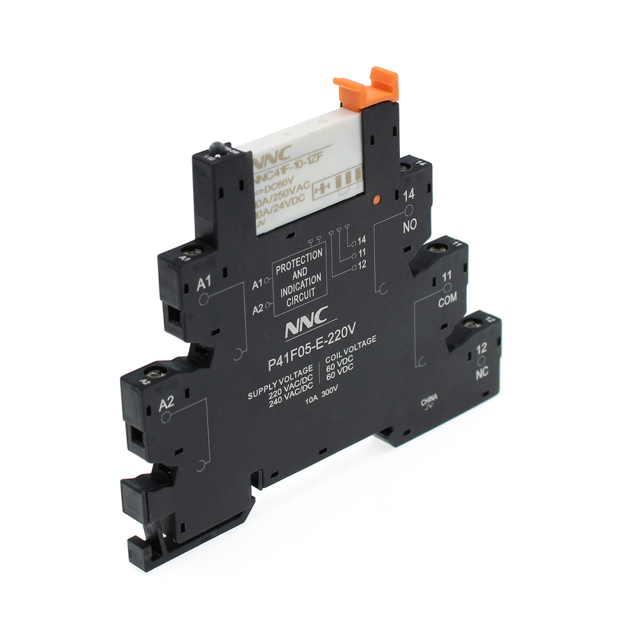 Реле интерфейсное P41F05-E-220V 10A 220-240V AC/DC c 1 переключающим контактом и индикатором работы, 220-240В